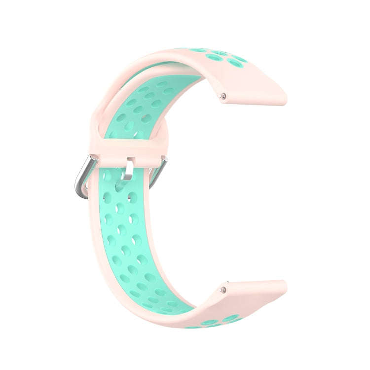 For Galaxy Watch 3 41mm Silicone Two-color Watch Band, Size: Free Size 20mm(Light Pink Teal)