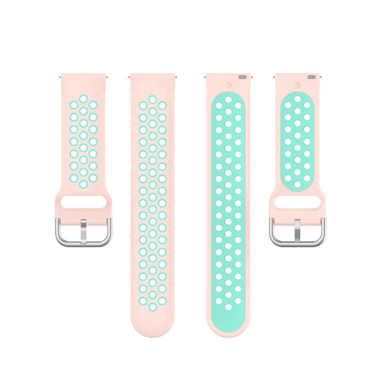 For Galaxy Watch 3 41mm Silicone Two-color Watch Band, Size: Free Size 20mm(Light Pink Teal)