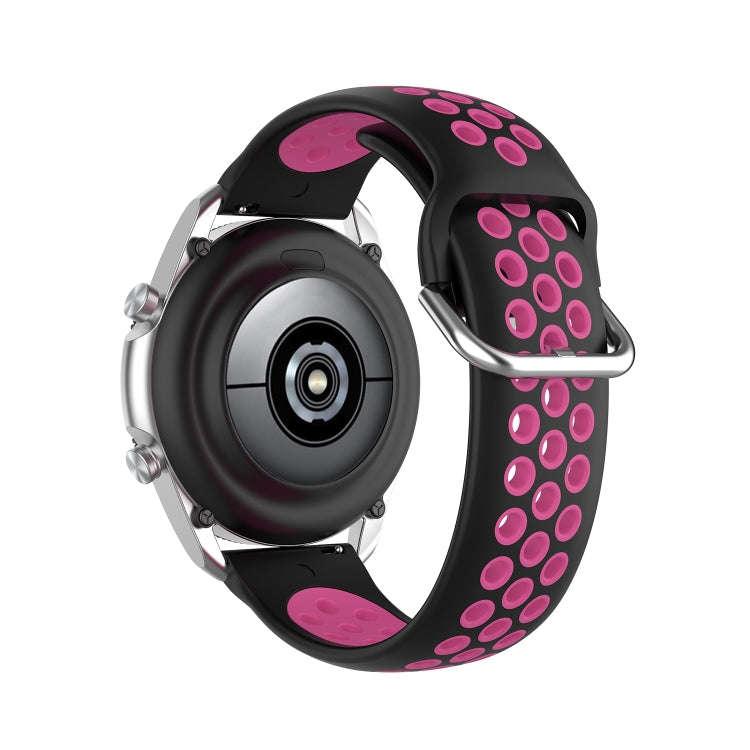 For Galaxy Watch 3 41mm Silicone Two-color Watch Band, Size: Free Size 20mm(Black Rose)