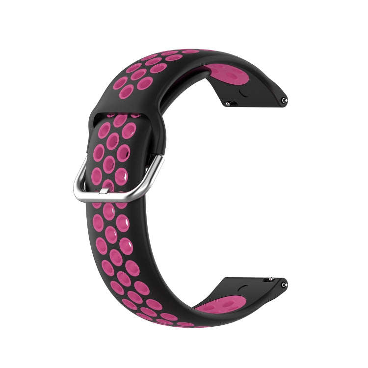 For Galaxy Watch 3 41mm Silicone Two-color Watch Band, Size: Free Size 20mm(Black Rose)