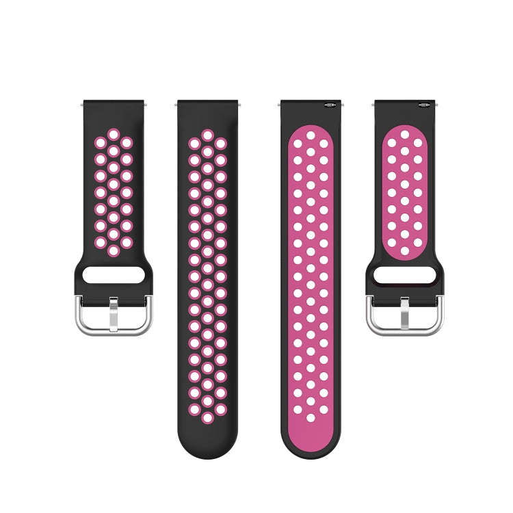 For Galaxy Watch 3 41mm Silicone Two-color Watch Band, Size: Free Size 20mm(Black Rose)