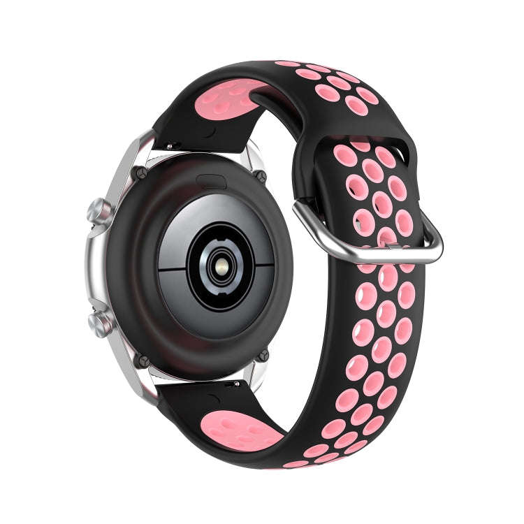For Galaxy Watch 3 41mm Silicone Two-color Watch Band, Size: Free Size 20mm(Black Powder)