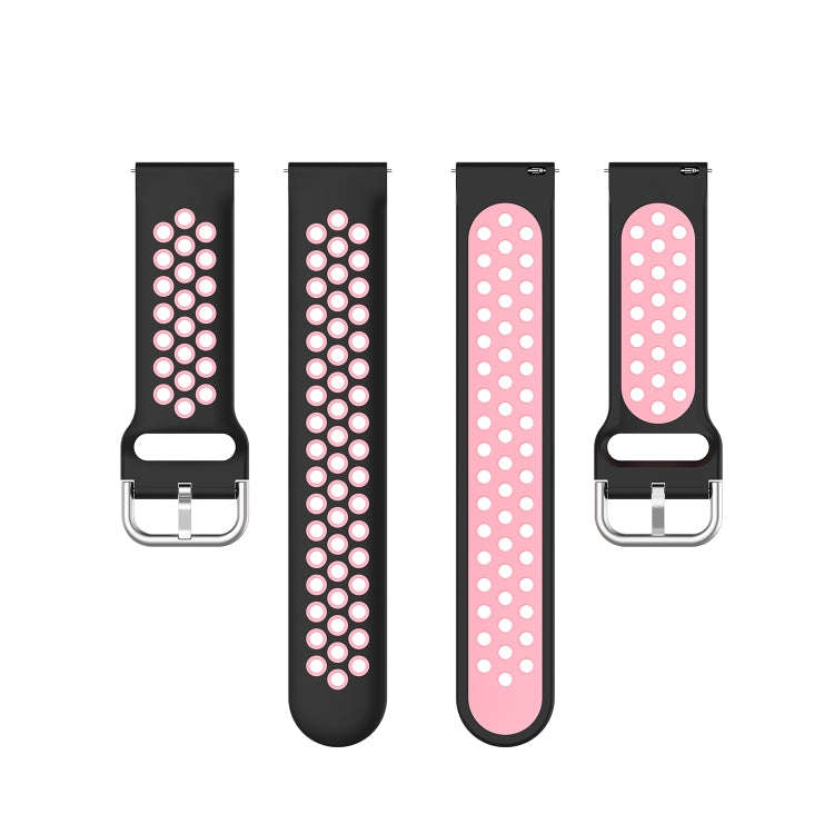 For Galaxy Watch 3 41mm Silicone Two-color Watch Band, Size: Free Size 20mm(Black Powder)