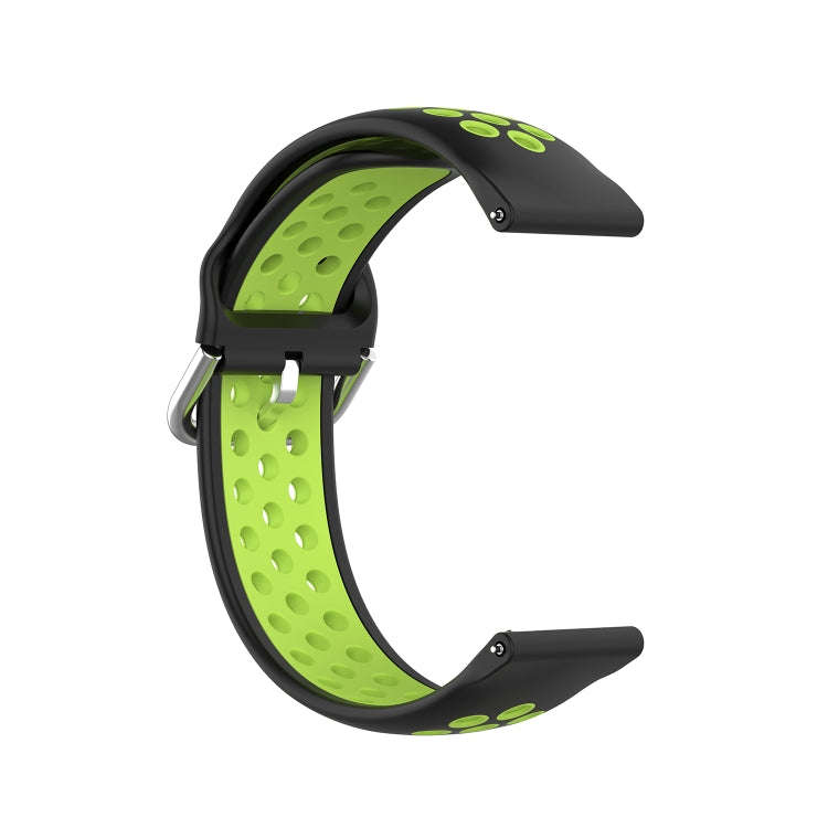 For Galaxy Watch 3 41mm Silicone Two-color Watch Band, Size: Free Size 20mm(Black Lime)