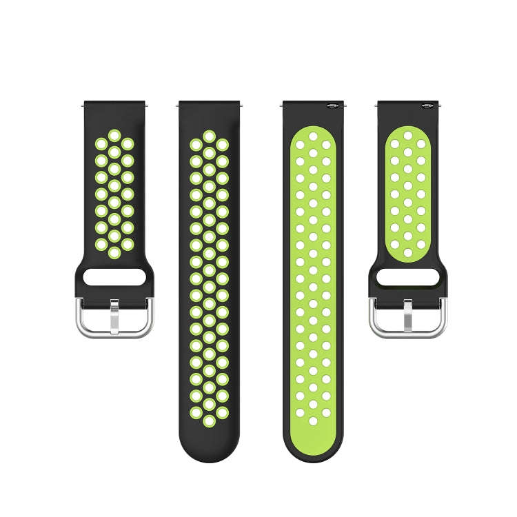 For Galaxy Watch 3 41mm Silicone Two-color Watch Band, Size: Free Size 20mm(Black Lime)