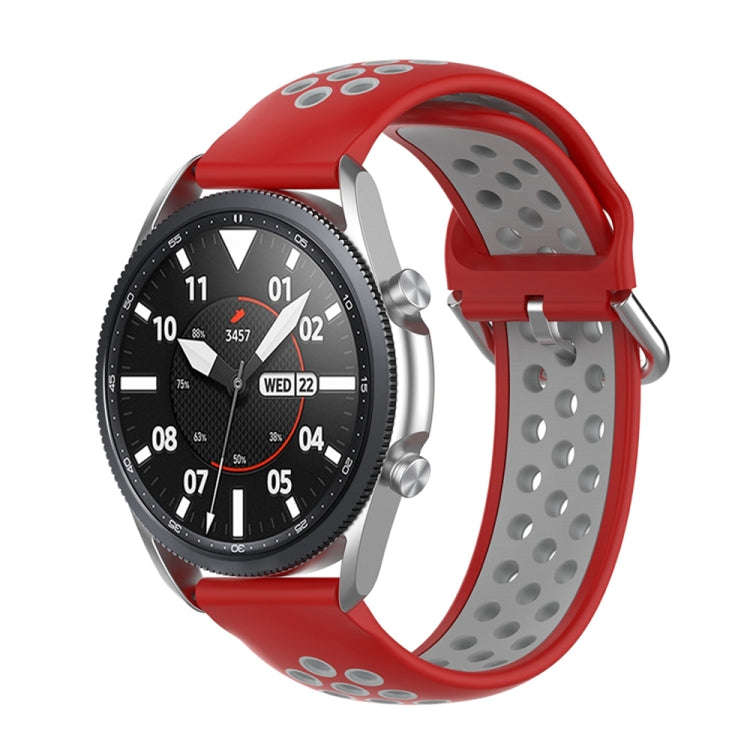 For Galaxy Watch 3 41mm Silicone Two-color Watch Band, Size: Free Size 20mm(Red Gray)