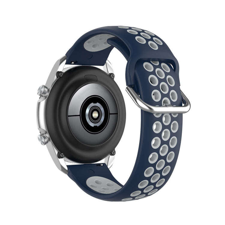 For Galaxy Watch 3 41mm Silicone Two-color Watch Band, Size: Free Size 20mm(Midnight Blue Gray)