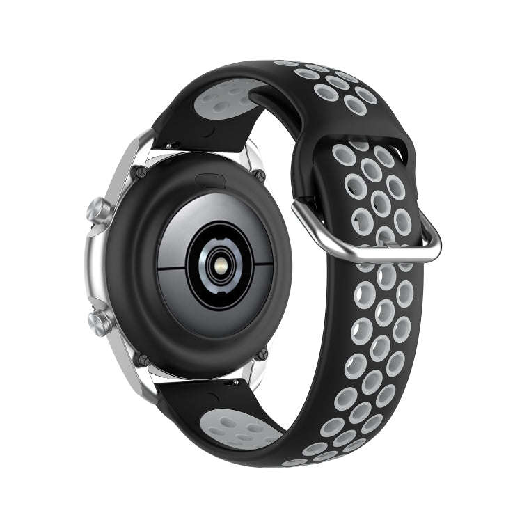 For Galaxy Watch 3 41mm Silicone Two-color Watch Band, Size: Free Size 20mm(Black Gray)
