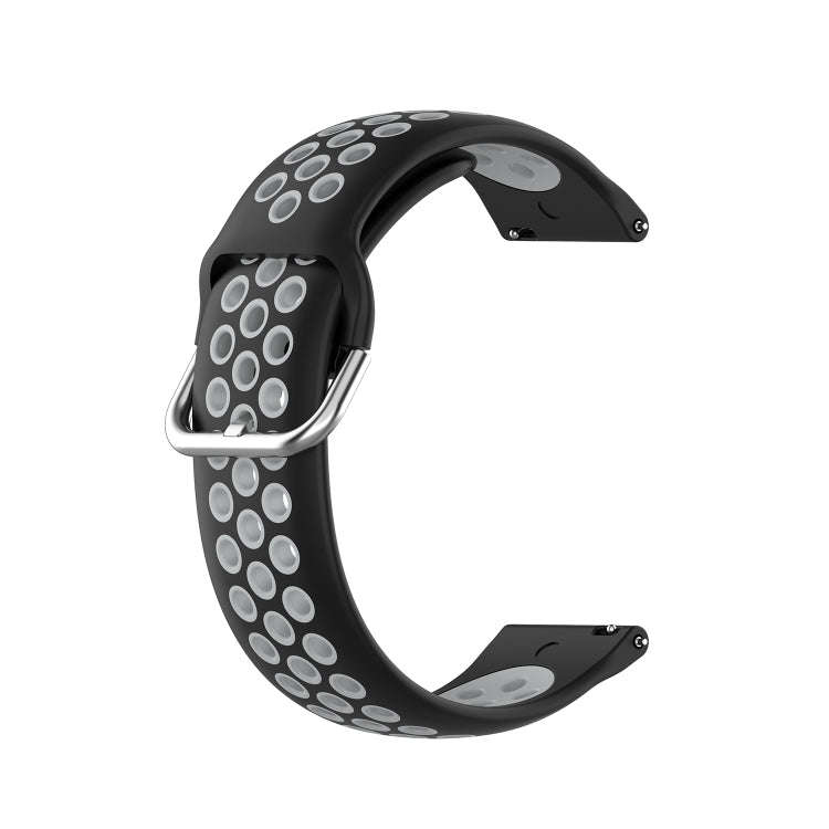 For Galaxy Watch 3 41mm Silicone Two-color Watch Band, Size: Free Size 20mm(Black Gray)