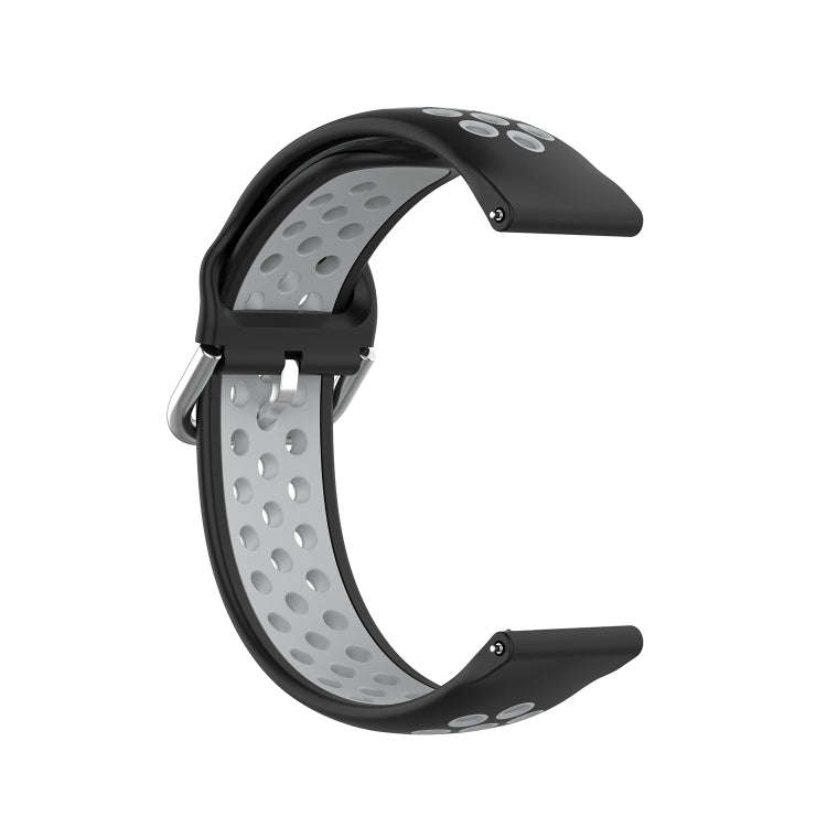 For Galaxy Watch 3 41mm Silicone Two-color Watch Band, Size: Free Size 20mm(Black Gray)
