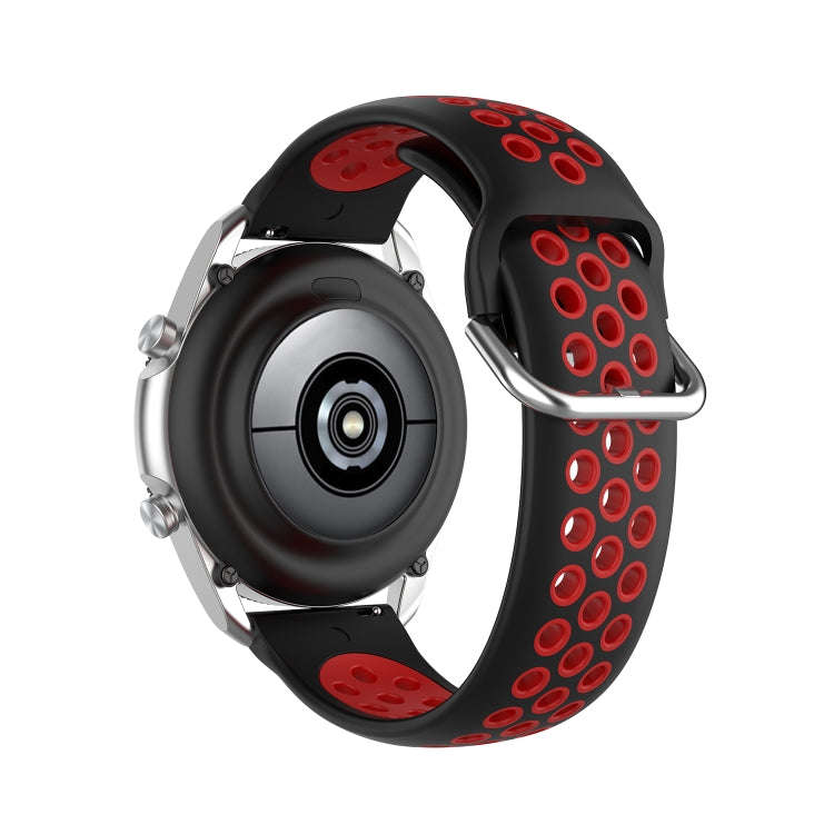 For Galaxy Watch 3 41mm Silicone Two-color Watch Band, Size: Free Size 20mm(Black Red)