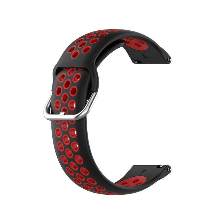 For Galaxy Watch 3 41mm Silicone Two-color Watch Band, Size: Free Size 20mm(Black Red)