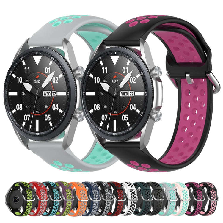 For Galaxy Watch 3 41mm Silicone Two-color Watch Band, Size: Free Size 20mm(Black Gray)