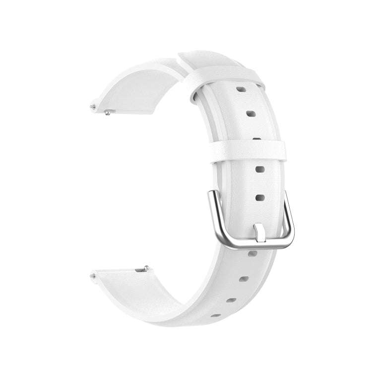 For Galaxy Watch 3 41mm Round Tail Leather Watch Band, Size: Free Size 20mm(White)