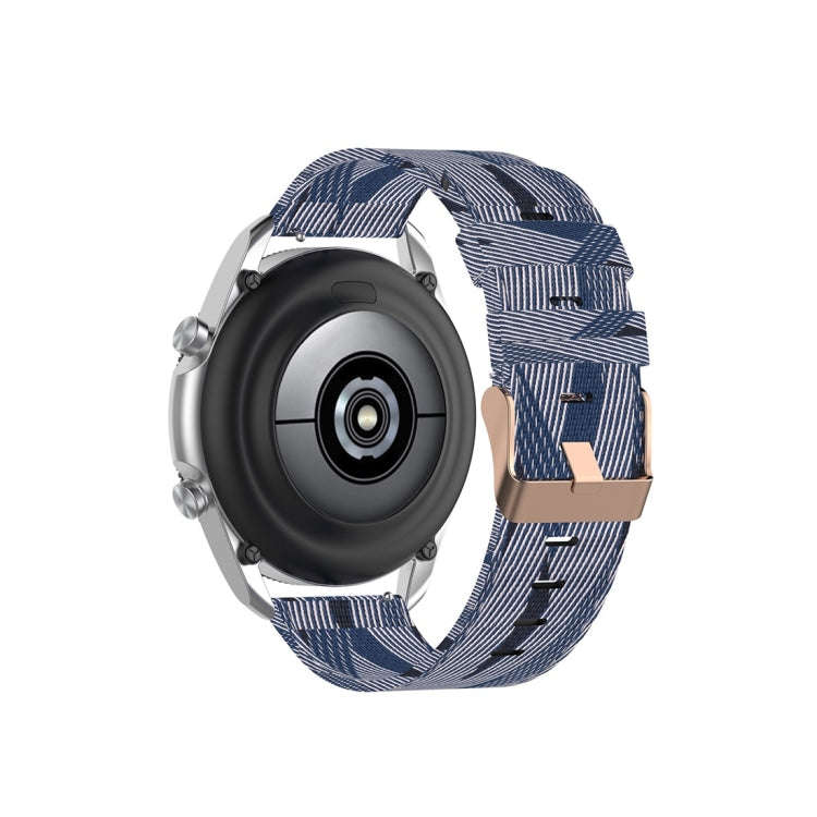For Galaxy Watch 3 45mm Woven Nylon Watch Band, Size: Free Size 22mm(Blue White)