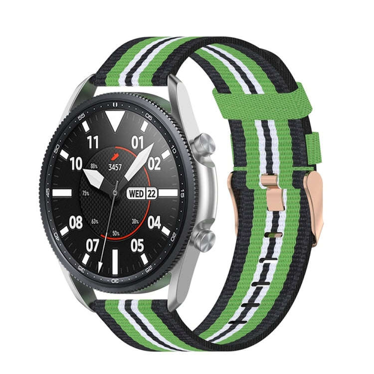 For Galaxy Watch 3 45mm Woven Nylon Watch Band, Size: Free Size 22mm(Black Lime)