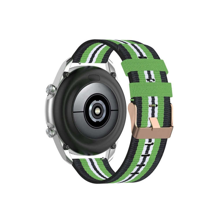 For Galaxy Watch 3 45mm Woven Nylon Watch Band, Size: Free Size 22mm(Black Lime)