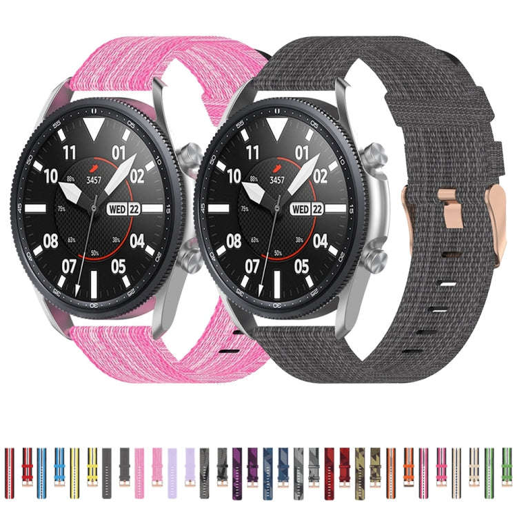 For Galaxy Watch 3 45mm Woven Nylon Watch Band, Size: Free Size 22mm(Blue)