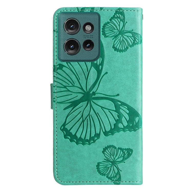 For Motorola Edge 50 5G 3D Butterfly Embossed Pattern Flip Leather Phone Case(Green)