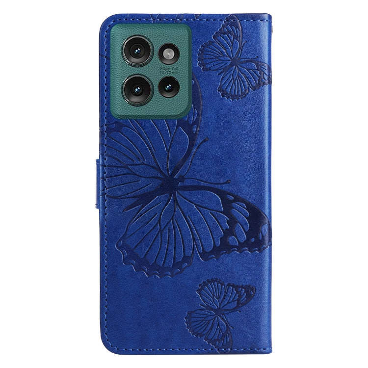 For Motorola Edge 50 5G 3D Butterfly Embossed Pattern Flip Leather Phone Case(Blue)