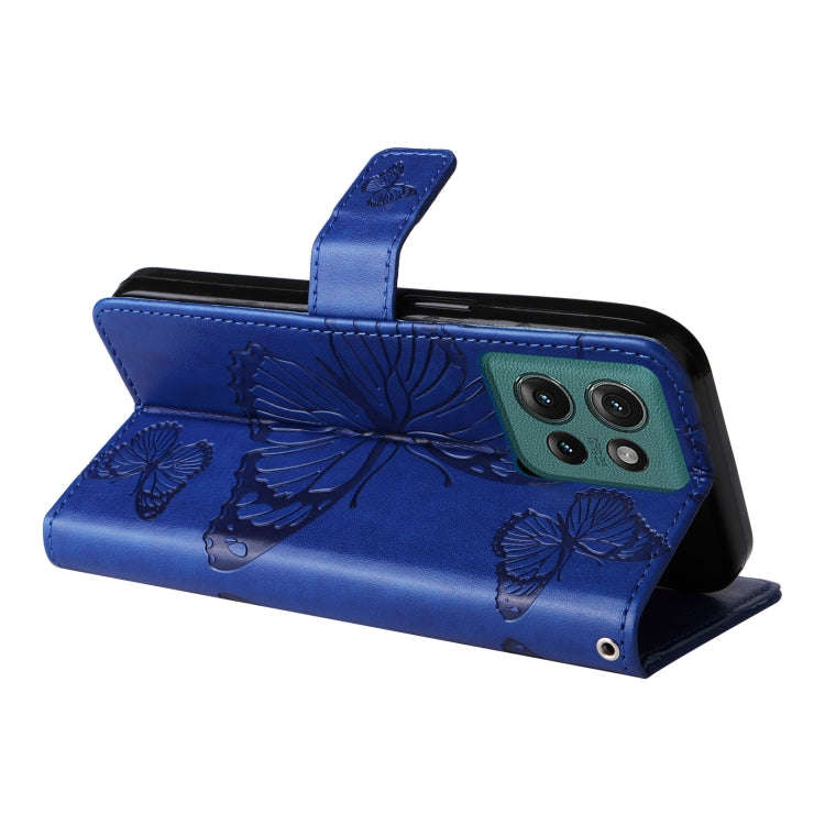 For Motorola Edge 50 5G 3D Butterfly Embossed Pattern Flip Leather Phone Case(Blue)