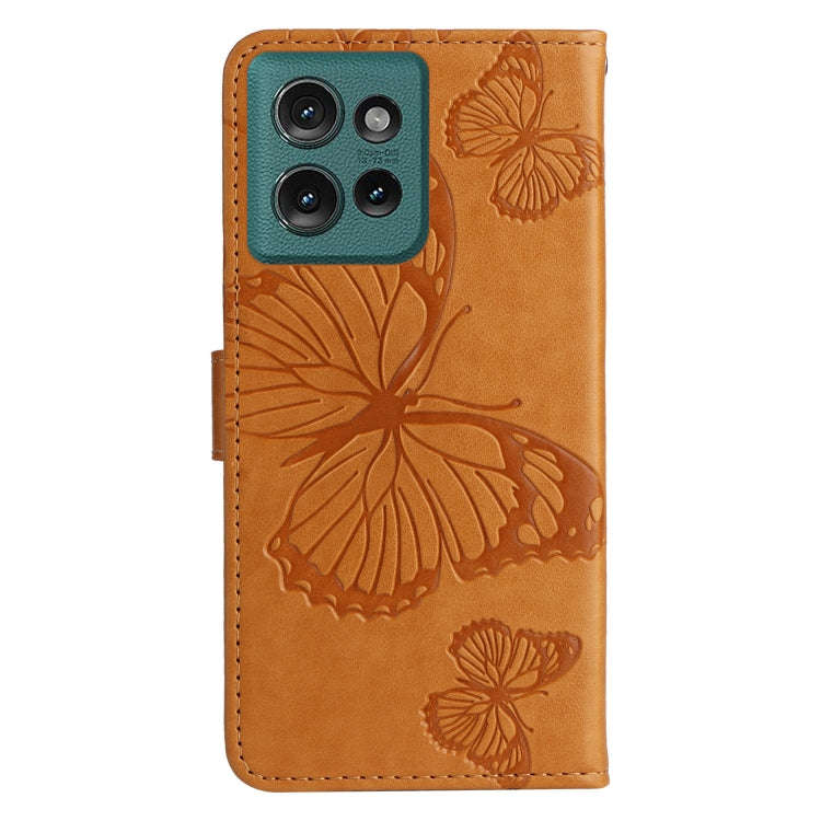 For Motorola Edge 50 5G 3D Butterfly Embossed Pattern Flip Leather Phone Case(Yellow)