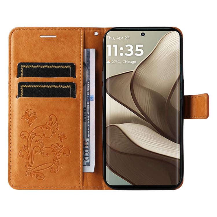 For Motorola Edge 50 5G 3D Butterfly Embossed Pattern Flip Leather Phone Case(Yellow)