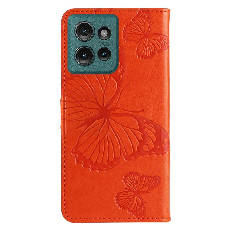 For Motorola Edge 50 5G 3D Butterfly Embossed Pattern Flip Leather Phone Case(Orange)