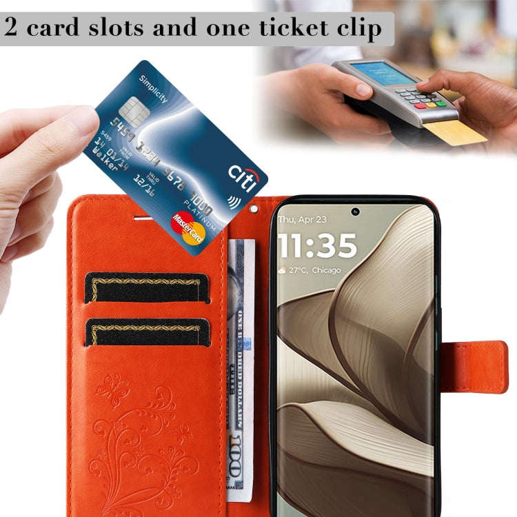 For Motorola Edge 50 5G 3D Butterfly Embossed Pattern Flip Leather Phone Case(Orange)