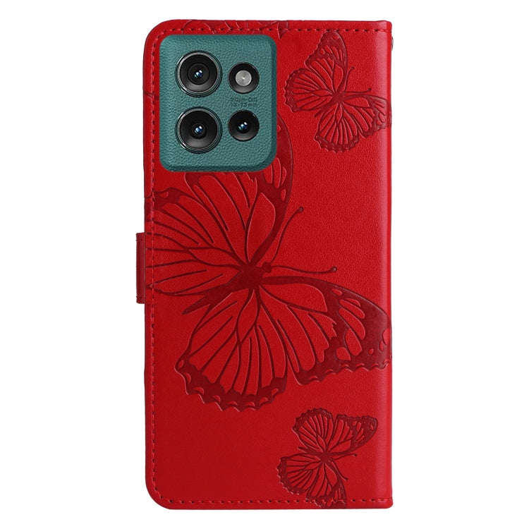 For Motorola Edge 50 5G 3D Butterfly Embossed Pattern Flip Leather Phone Case(Red)