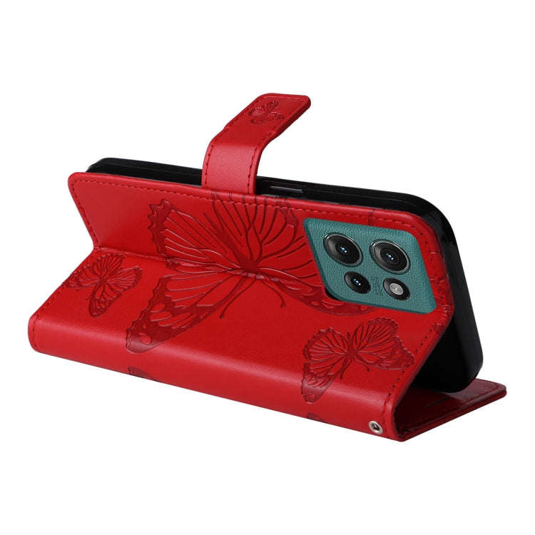 For Motorola Edge 50 5G 3D Butterfly Embossed Pattern Flip Leather Phone Case(Red)