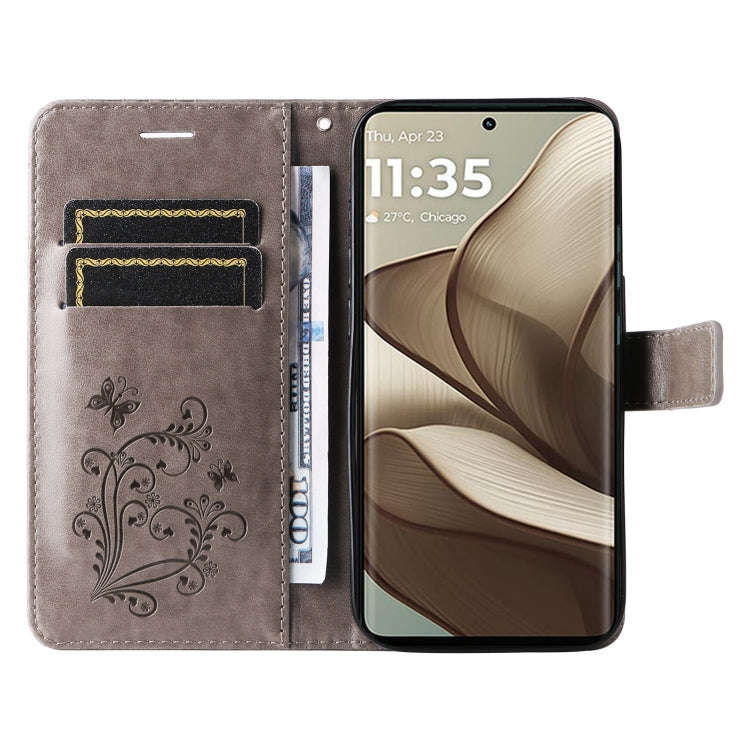For Motorola Edge 50 5G 3D Butterfly Embossed Pattern Flip Leather Phone Case(Grey)