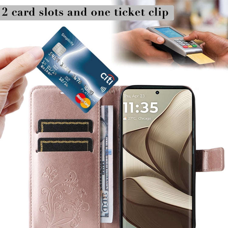 For Motorola Edge 50 5G 3D Butterfly Embossed Pattern Flip Leather Phone Case(Rose Gold)