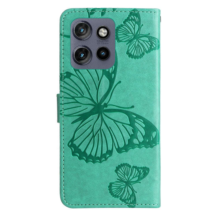 For Motorola Edge 50 Neo 3D Butterfly Embossed Pattern Flip Leather Phone Case(Green)