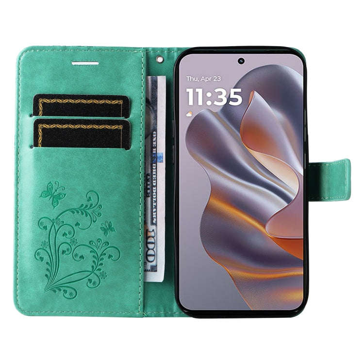 For Motorola Edge 50 Neo 3D Butterfly Embossed Pattern Flip Leather Phone Case(Green)