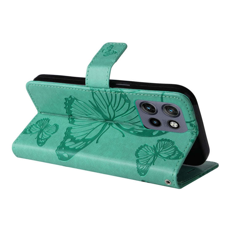 For Motorola Edge 50 Neo 3D Butterfly Embossed Pattern Flip Leather Phone Case(Green)