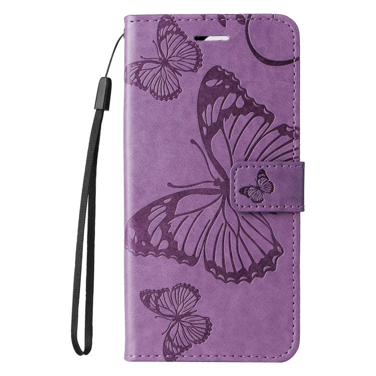 For Motorola Edge 50 Neo 3D Butterfly Embossed Pattern Flip Leather Phone Case(Purple)