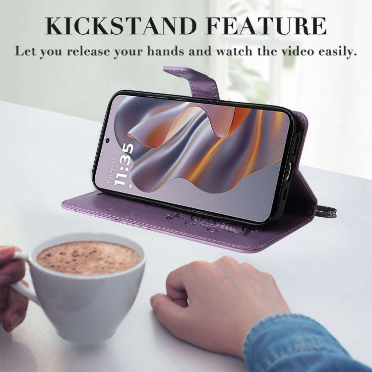 For Motorola Edge 50 Neo 3D Butterfly Embossed Pattern Flip Leather Phone Case(Purple)