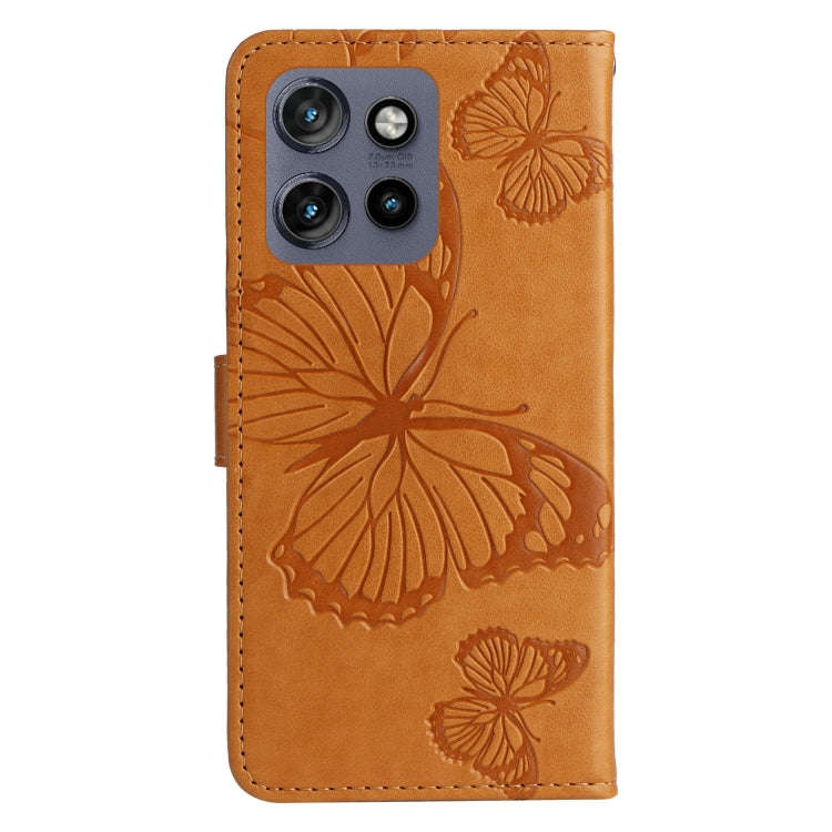 For Motorola Edge 50 Neo 3D Butterfly Embossed Pattern Flip Leather Phone Case(Yellow)