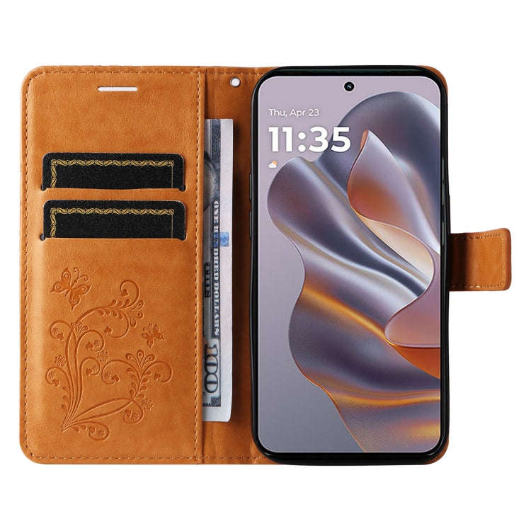 For Motorola Edge 50 Neo 3D Butterfly Embossed Pattern Flip Leather Phone Case(Yellow)