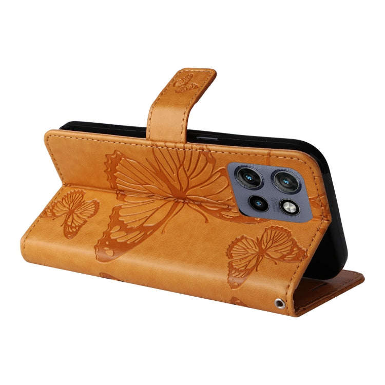 For Motorola Edge 50 Neo 3D Butterfly Embossed Pattern Flip Leather Phone Case(Yellow)
