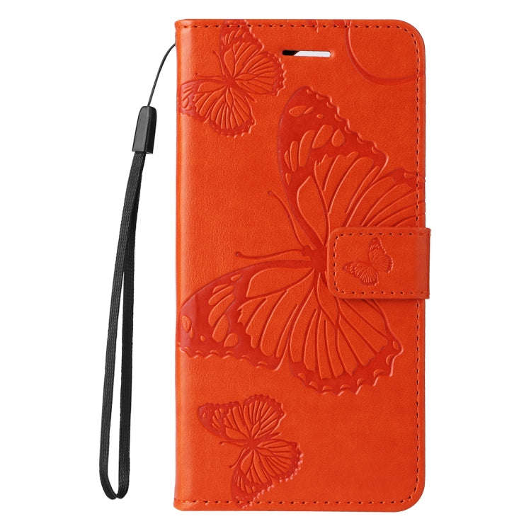 For Motorola Edge 50 Neo 3D Butterfly Embossed Pattern Flip Leather Phone Case(Orange)