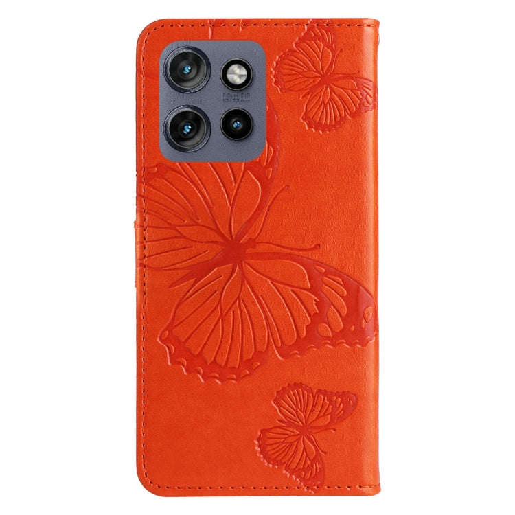 For Motorola Edge 50 Neo 3D Butterfly Embossed Pattern Flip Leather Phone Case(Orange)