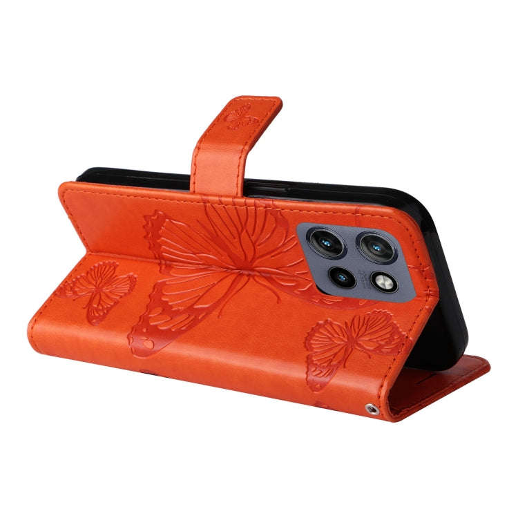 For Motorola Edge 50 Neo 3D Butterfly Embossed Pattern Flip Leather Phone Case(Orange)