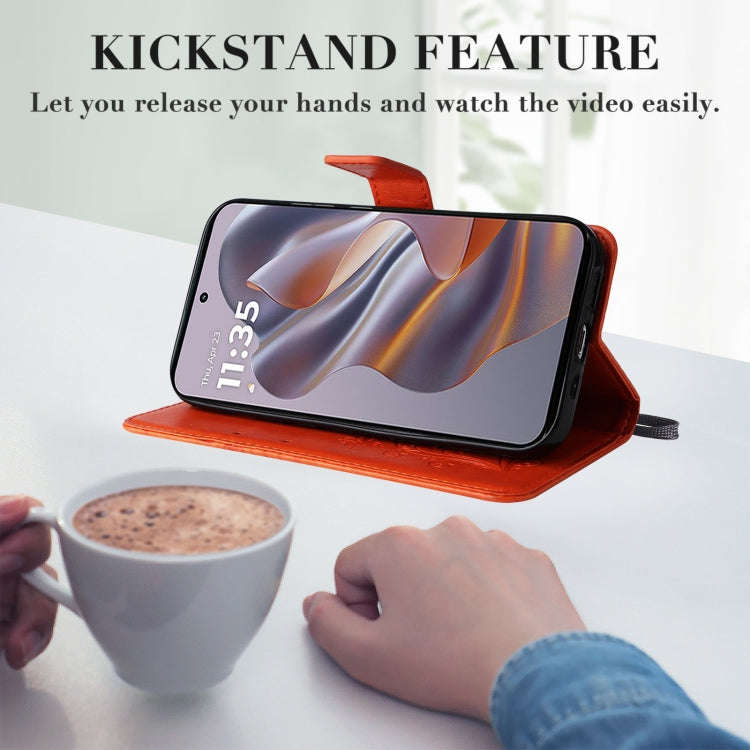 For Motorola Edge 50 Neo 3D Butterfly Embossed Pattern Flip Leather Phone Case(Orange)