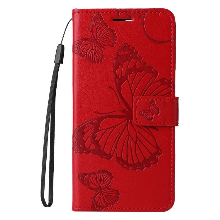 For Motorola Edge 50 Neo 3D Butterfly Embossed Pattern Flip Leather Phone Case(Red)