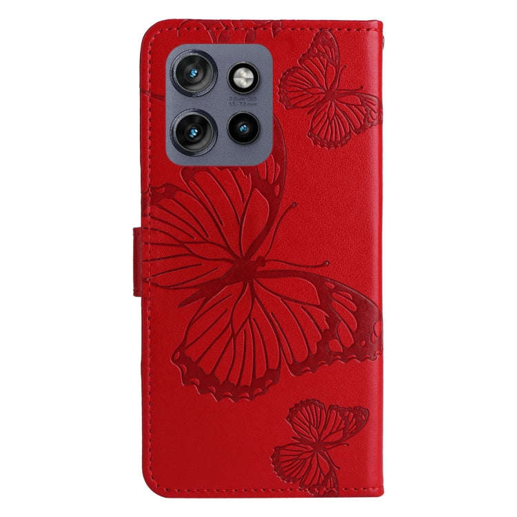 For Motorola Edge 50 Neo 3D Butterfly Embossed Pattern Flip Leather Phone Case(Red)