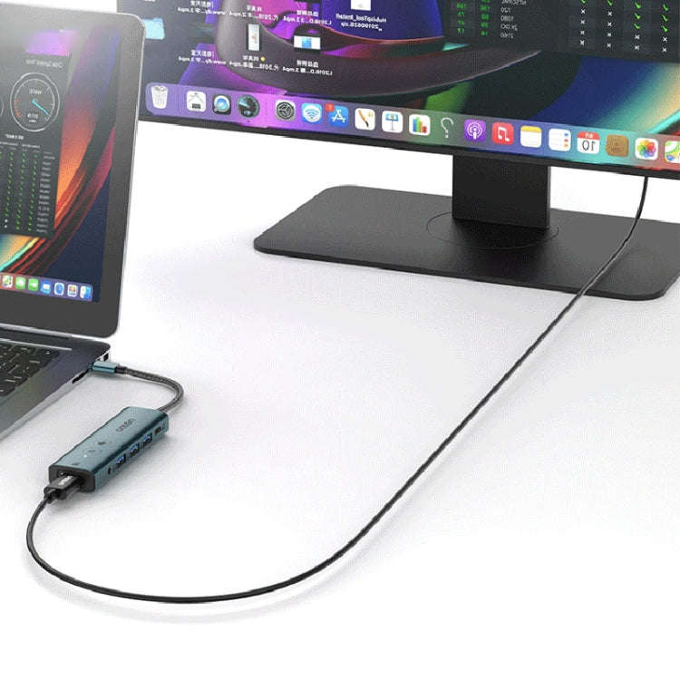 Onten UC123+ USB-C / Type-C to HDTV Multi-function HUB Docking Station with Button, Length:1.5m(G...