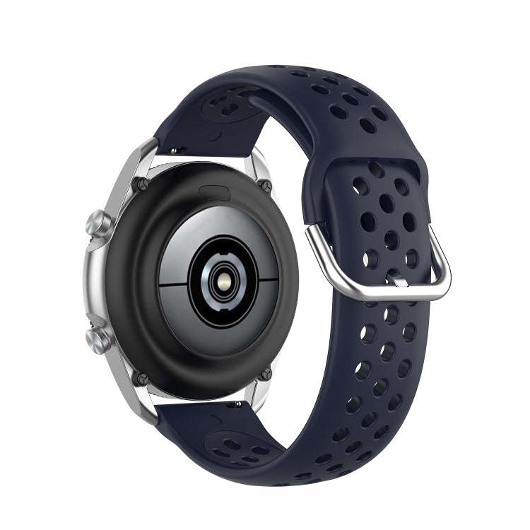 For Galaxy Watch 3 45mm Silicone Solid Color Watch Band, Size: Free Size 22mm(Dark Blue)