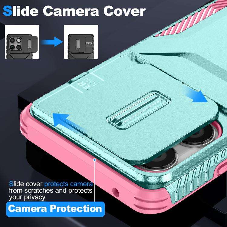 For Motorola Edge 5G 2025 Sliding Camshield Phone Case(Pink + Grey Green)